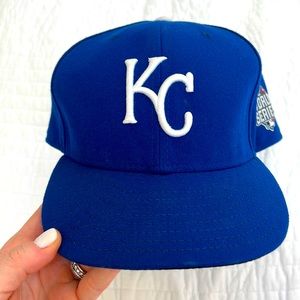 2015 MLB World Series Champions Kansas City Royals Blue White 59FIFTY Fitted Hat